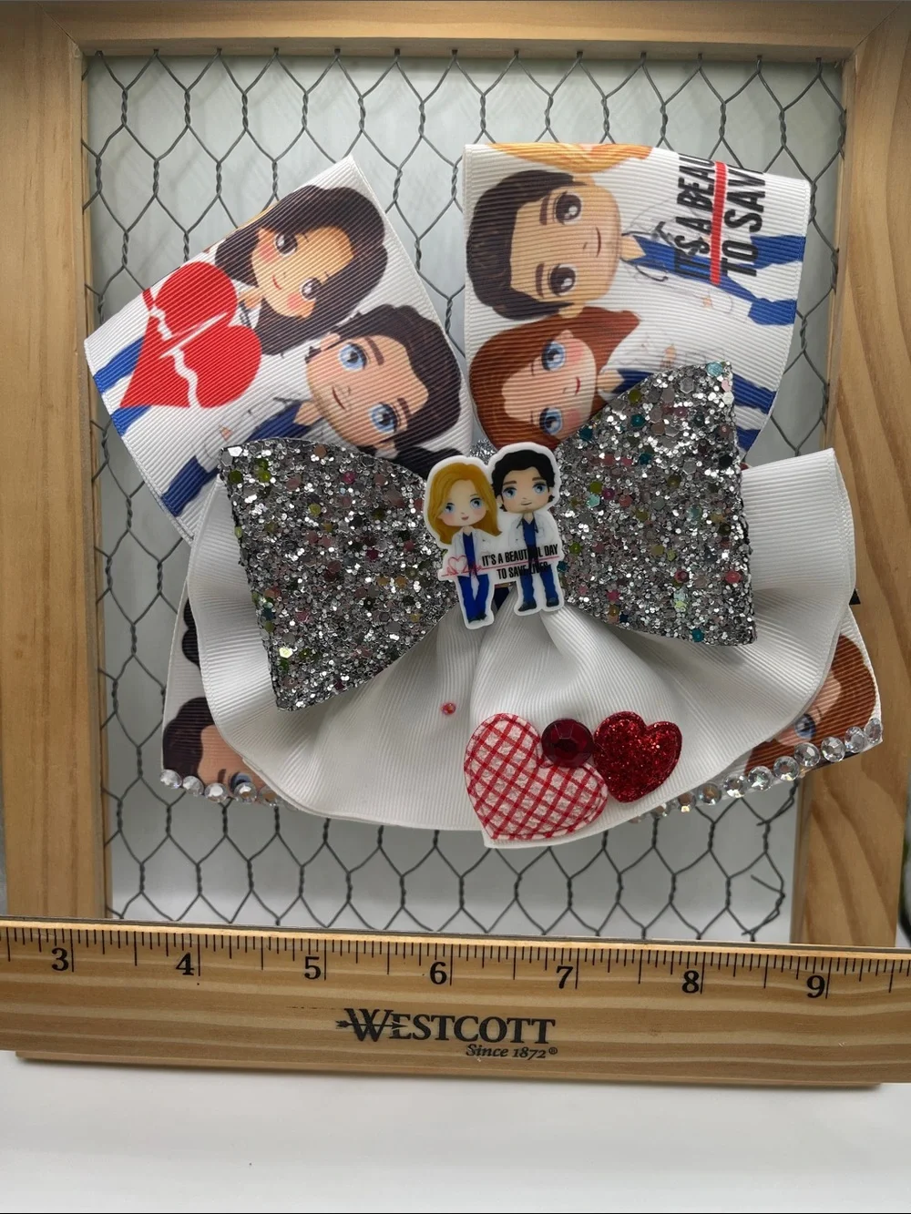Handmade Grey's Anatomy Inspired Fan Art Hair Bow